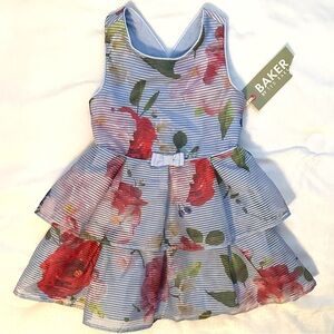 Ted Baker Brancee Floral Raidallinen Dress Tiered Sleeveless Toddler Girls 2-3T
